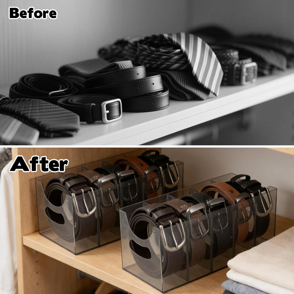 3 Pack Acrylic Belt Storage Organizer Clear Stackable Belt Storage Holder Pur...