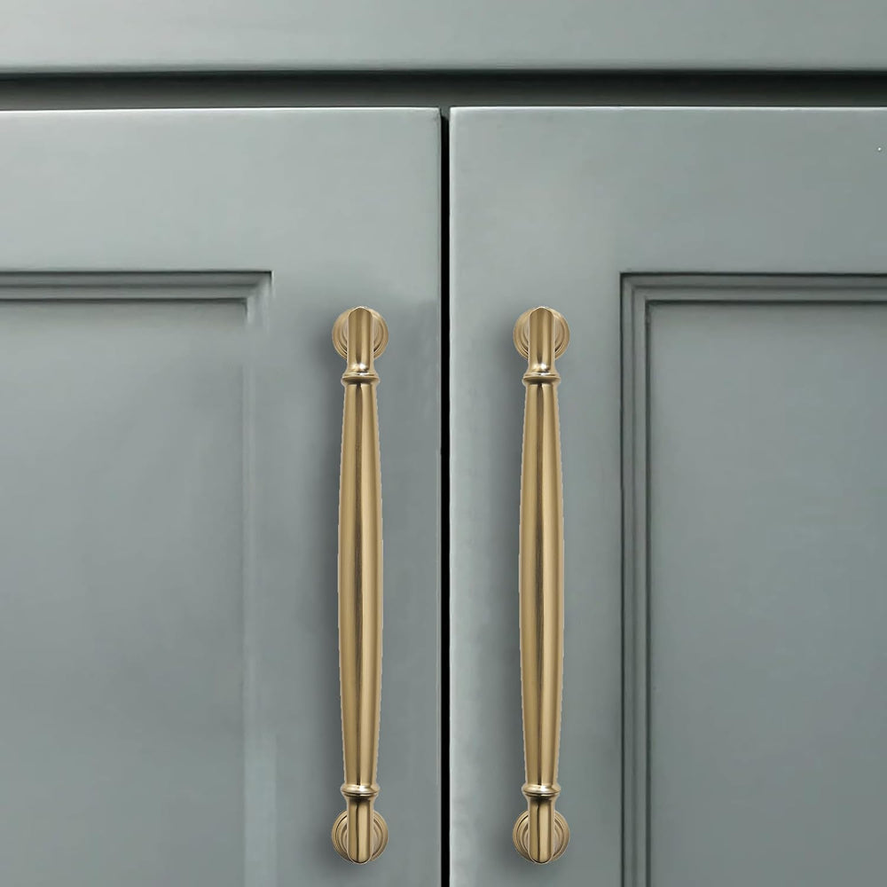 10 Pack 3 Inch(76mm) Brushed Brass Cabinet Pulls Solid Heavy Duty Satin Brass...