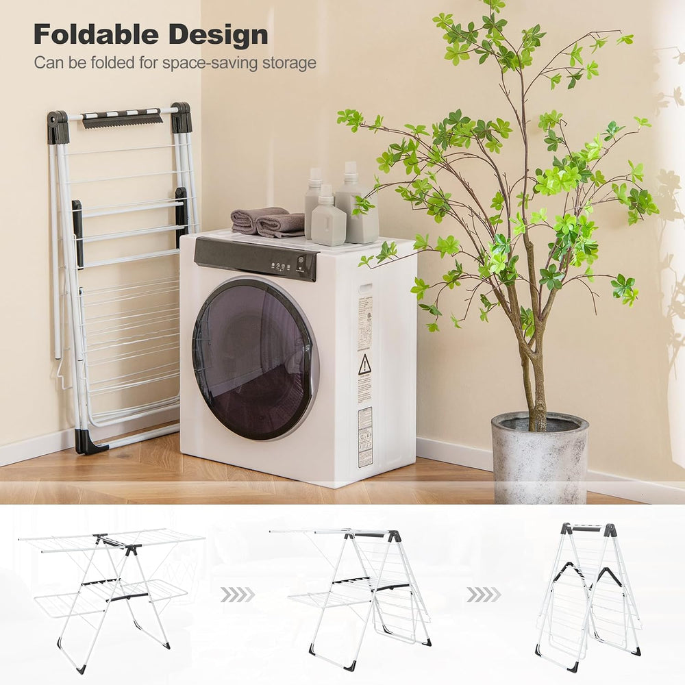 Tangkula 2-Tier Freestanding Foldable Clothes Drying Rack, No Assembly
