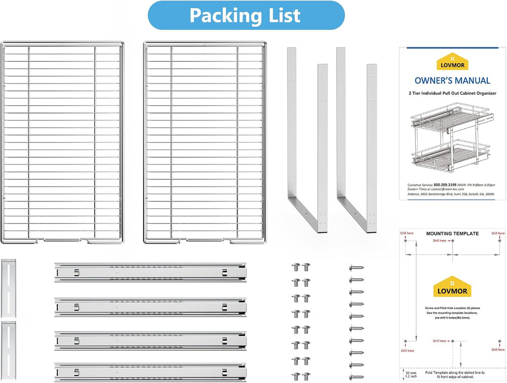 LOVMOR Individual Pull Out Cabinet Organizer, 2 Tier Slide Out Cabinet Drawer...