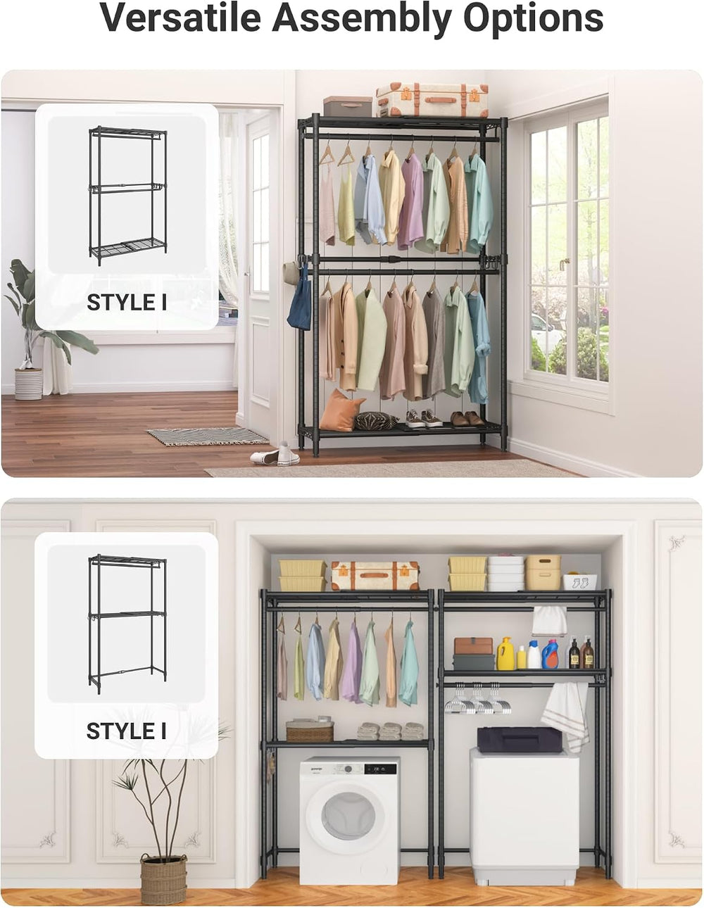 Expandable Closet Organizer System Adjustable Clothing Rack with Shelves