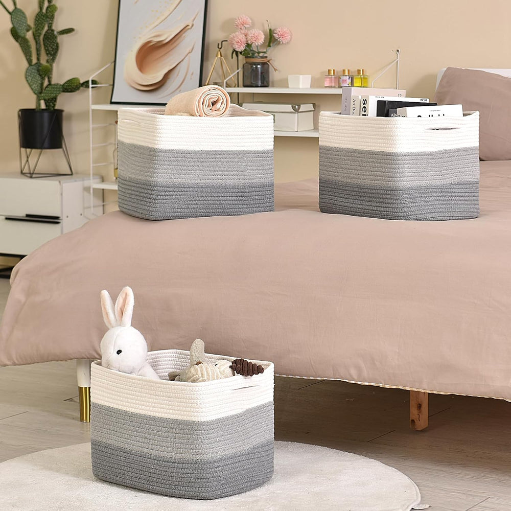 Storage Baskets for Organizing Shelves 15x11x9.5 Gradient Grey