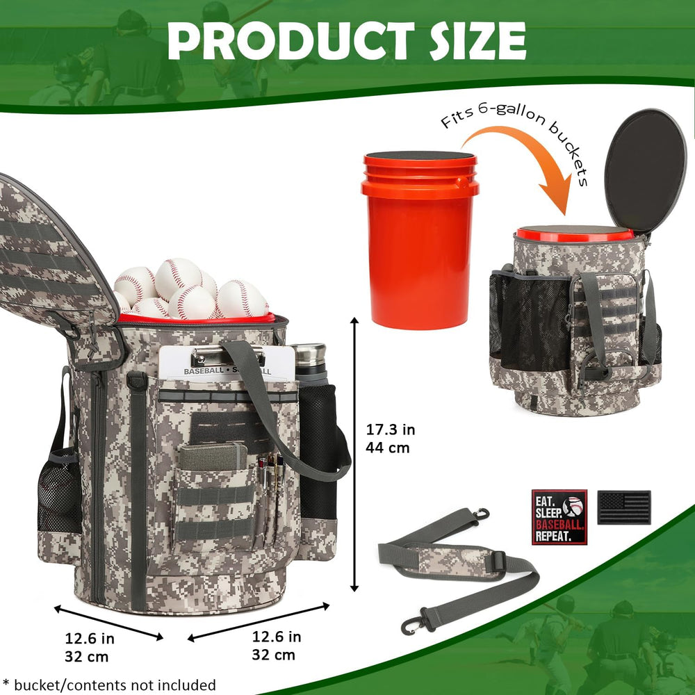 Baseball Bucket Bag, Softball Coaches Bags Fit 6 Gallon Buket