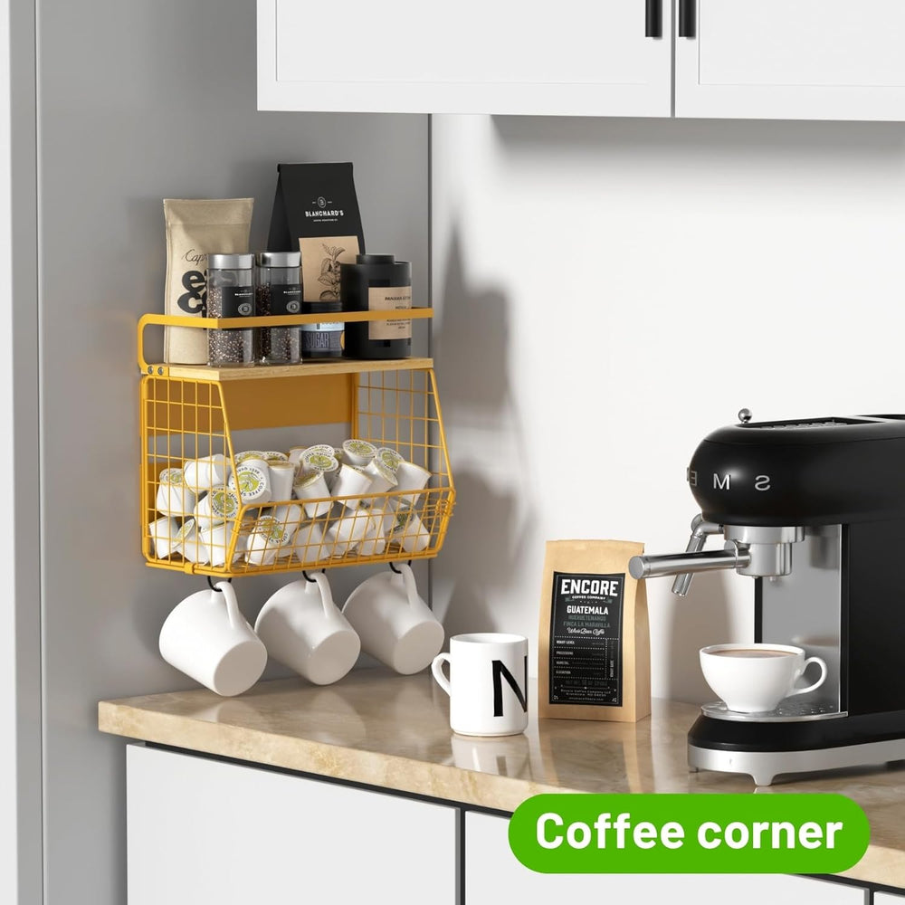 Magnetic Shelf for Fridge with Wood Lid, Fruit Potato and Onion Storage Bins,...