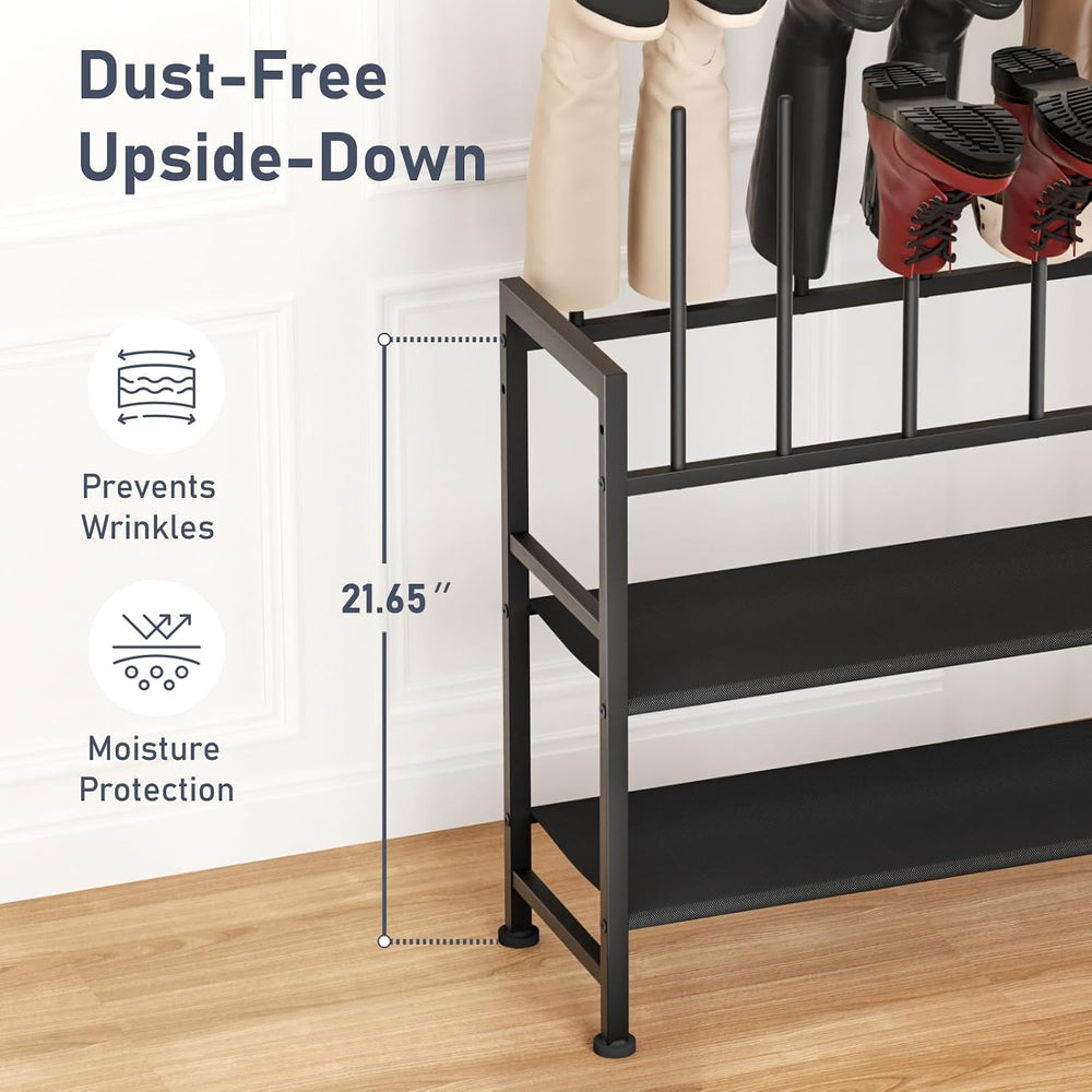 DIMJ Boot Rack 4-Tier - Black Metal Boot Storage Rack for Tall Boots Organize...