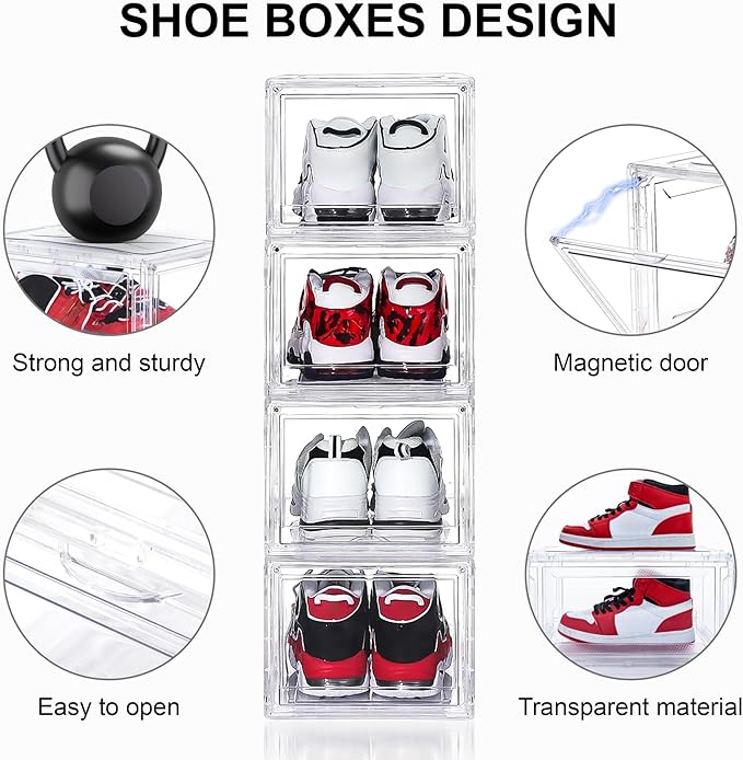 3 Pack Acrylic Shoe Boxes, Ultra Clear Shoe Boxes Stackable, Shoe Storage Box