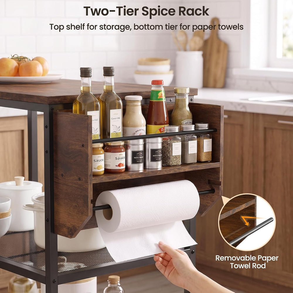 Rolling Kitchen Island Cart with Storage, 3 Tier Kitchen Cart on Wheels,Wood ...