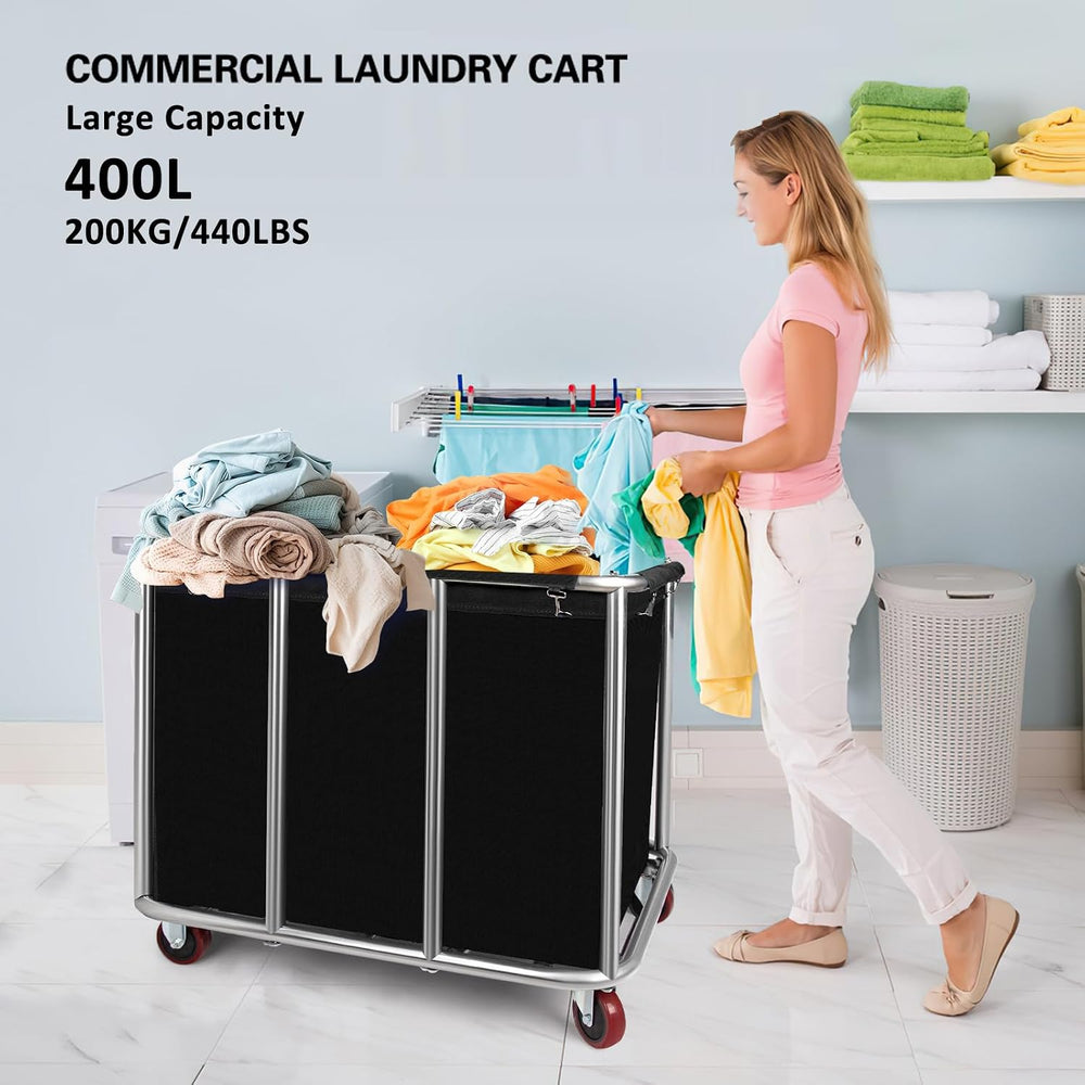 Commercial Laundry Cart with Wheels,Industrial Laundry Cart 400L