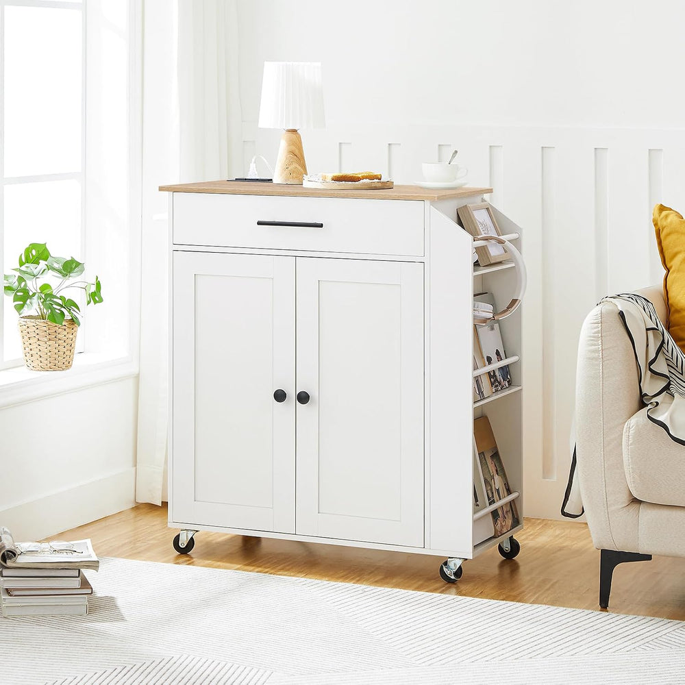 HOOBRO Kitchen Island with Power Outlet, Kitchen Storage Island with Spice Ra...
