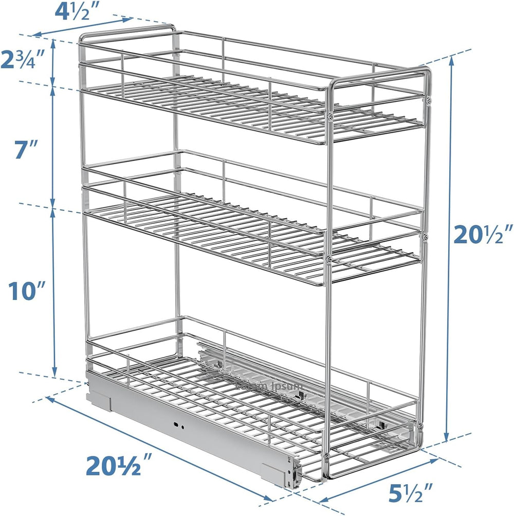ROOMTEC Pull Out Spice Rack for Narrow Cabinet (5½" W X 20½" D),3 T...