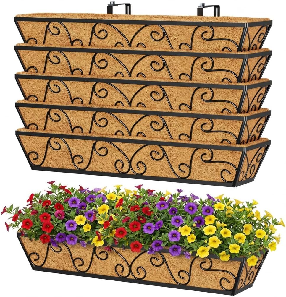 Y&M 30 Inch Butterfly Window Box Planter. Railing Planters for Outdoor Pl...