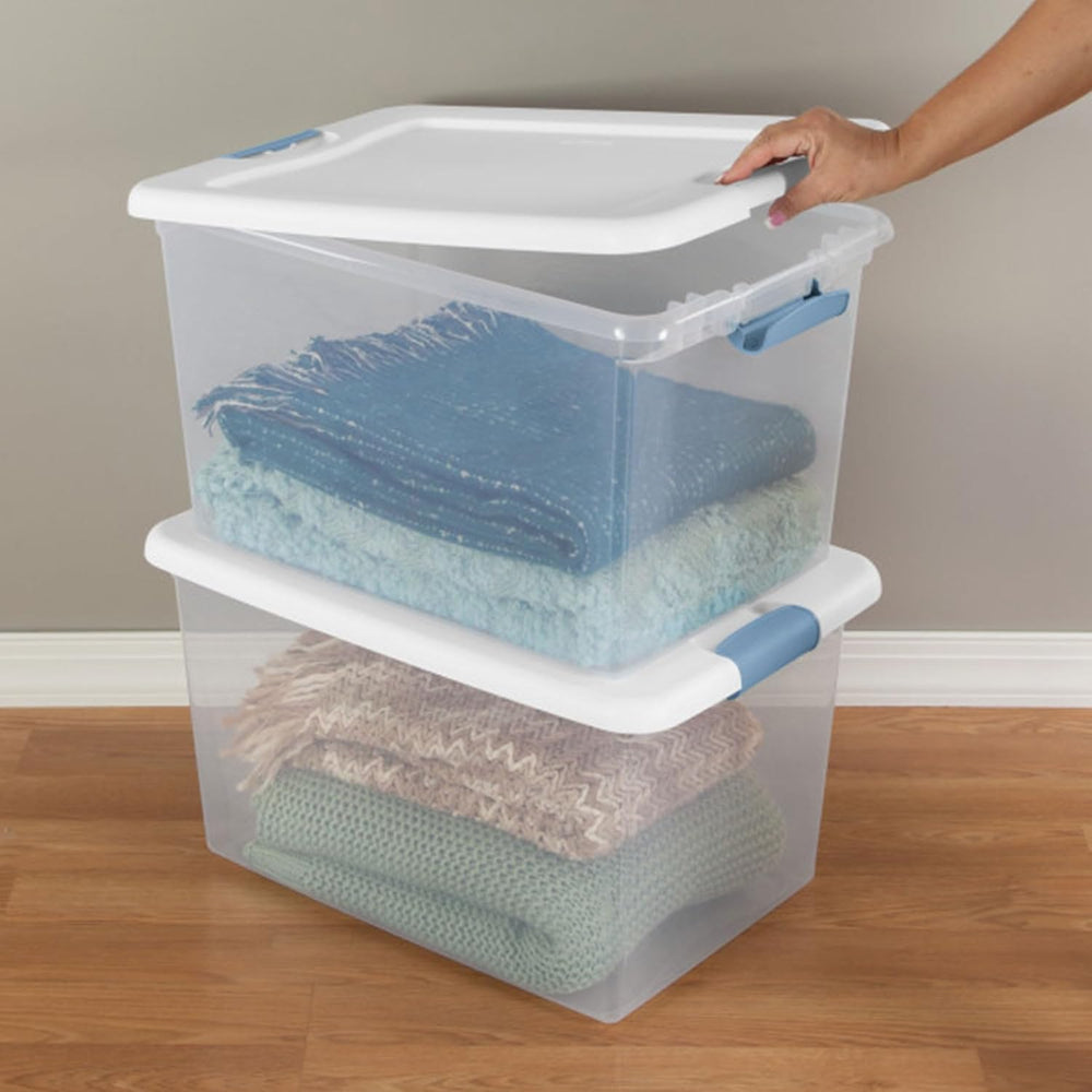 Sterilite 12 Pack Latching Box, Under Bed Storage Bins with Lids, Clear Plast...