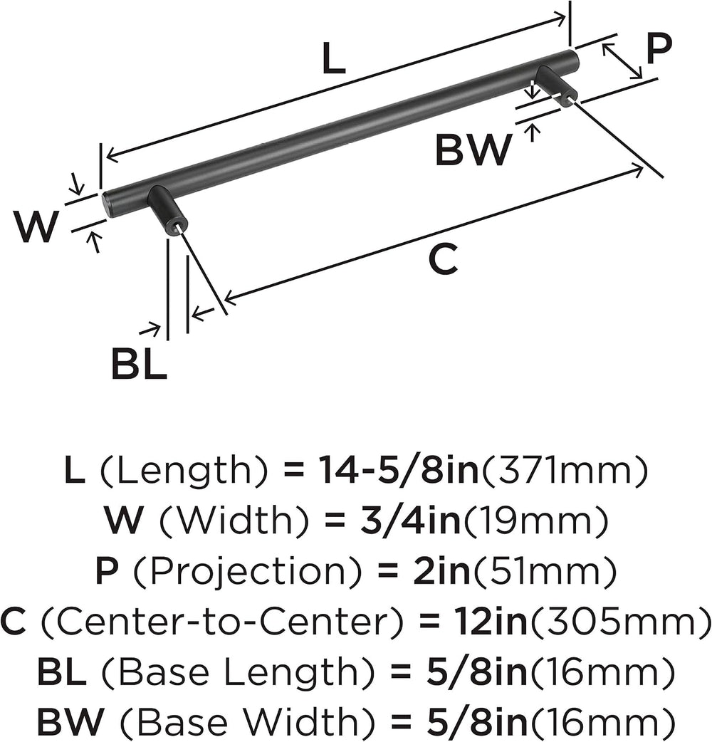 Amerock 12" Bar Pulls Matte Black Appliance Pull