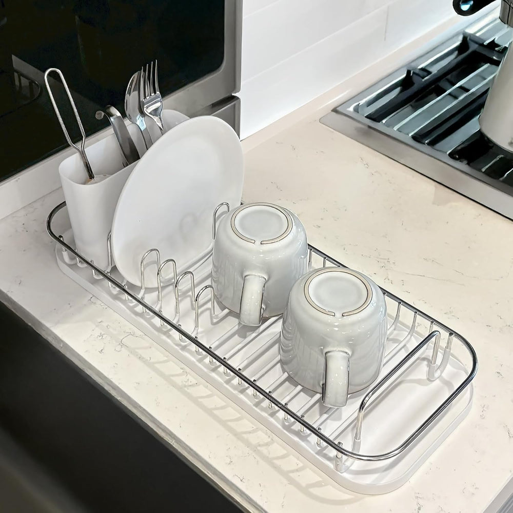 SunnyPoint 304 Stainless Steel NeverRust Compact Dish Drying Rack with Utensi...