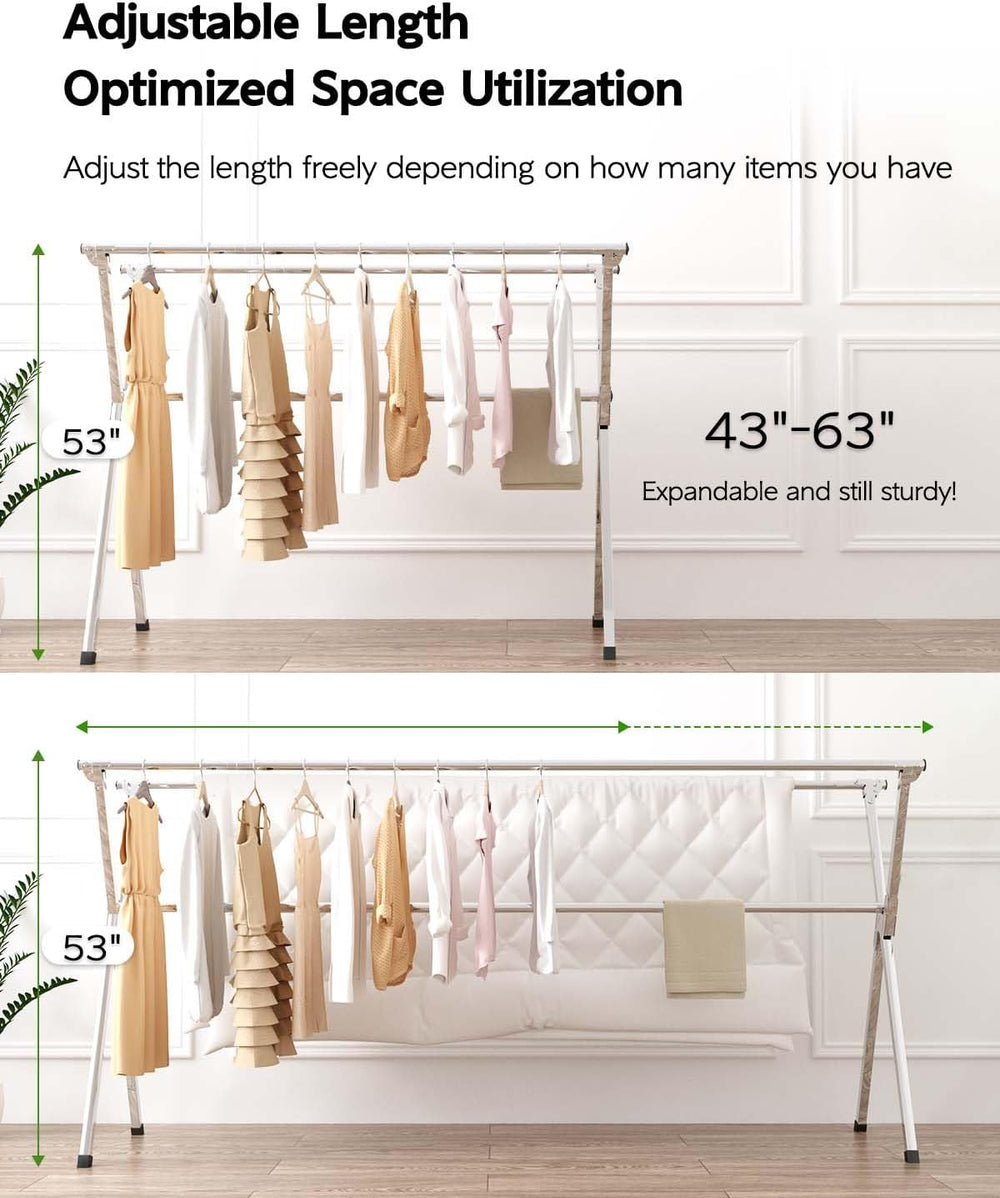 Vikaqi Clothes Drying Rack 63 Inches Folding Indoor Outdoor, Drying Rack Clot...