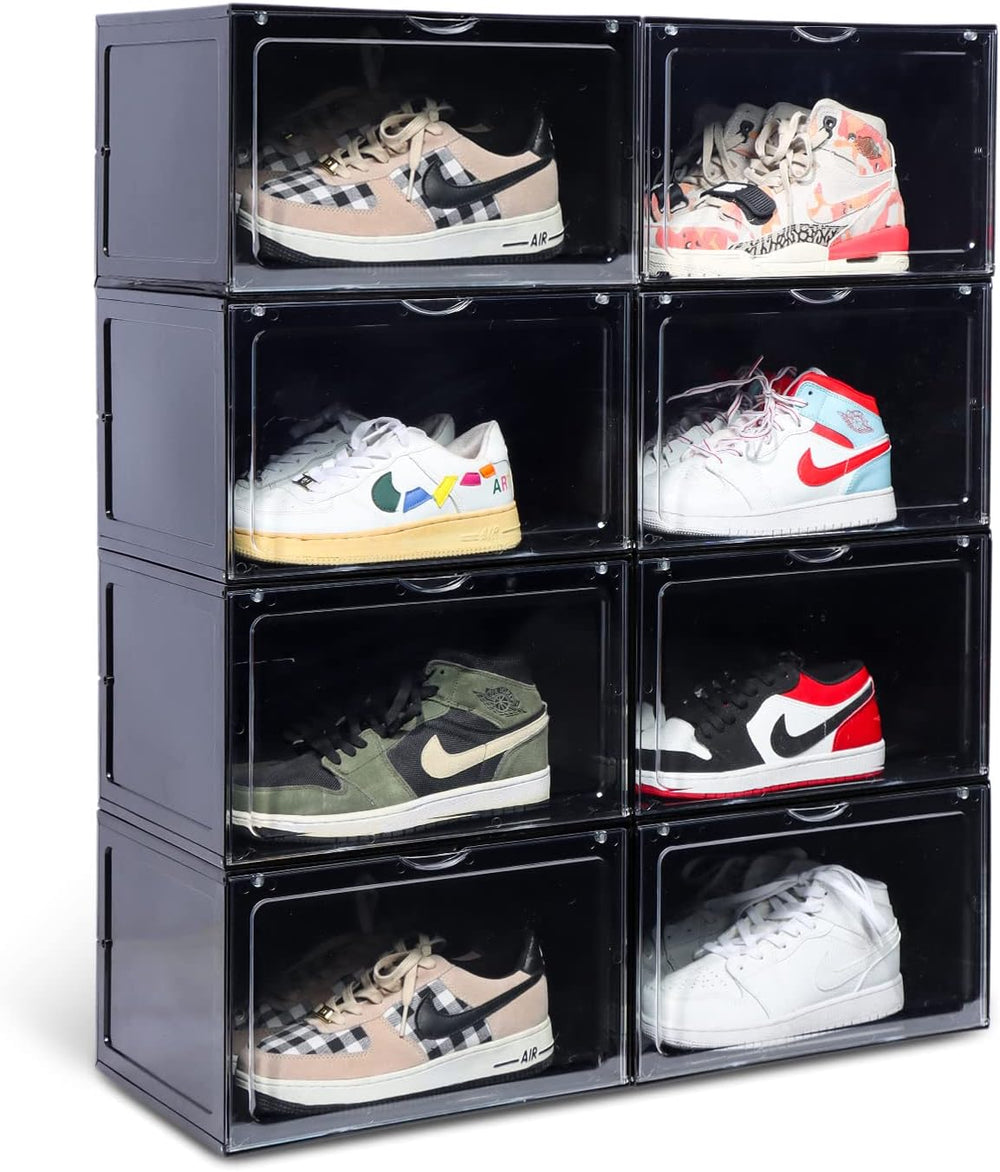 XL clear shoe storage boxes stackable, 8 Pack Large Shoe Boxes Clear Plastic ...