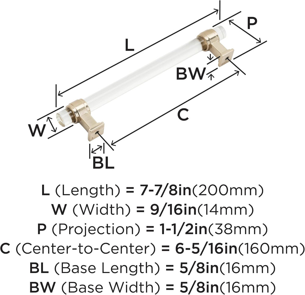 Amerock 6-5/16" Glacio Clear/Champagne Bronze Drawer Pull