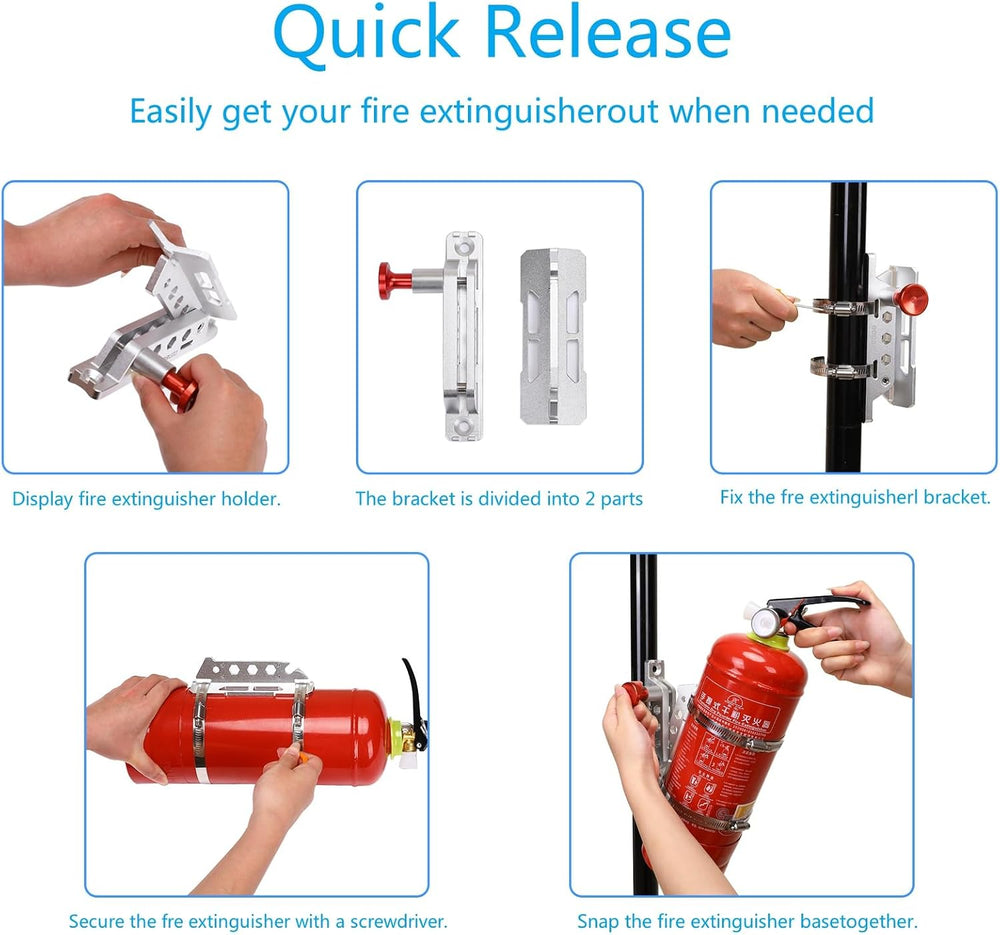 Quick Release Fire Extinguisher Mount for UTV ATV RZR, Silver