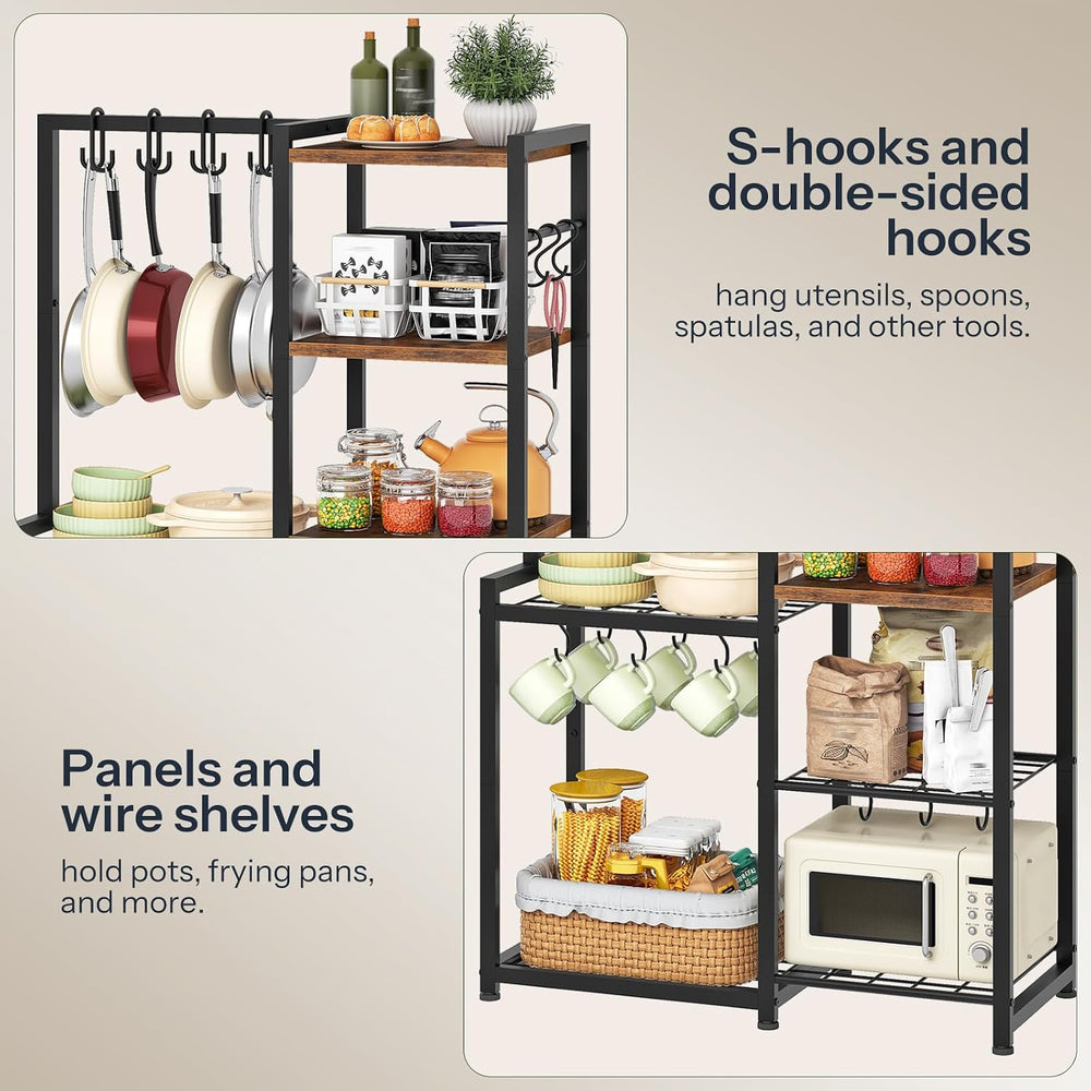 5-Tier Pot Rack, Cookware Stand with Hooks, Pans Pots Organizer for Kitchen, ...