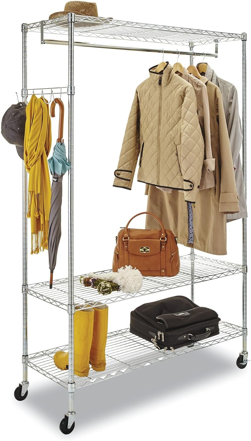 Alera Wire Shelving Garment Rack, 40 Garments, 48w X 18d X 75h, Silver
