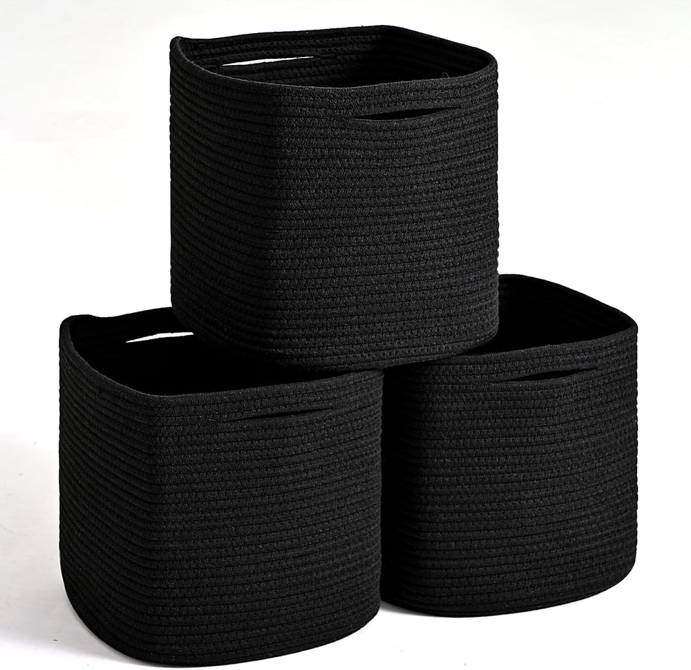 11 Inch Cube Storage Bins, Storage Cube Organizer Bins, Woven Cotton Rope Bas...