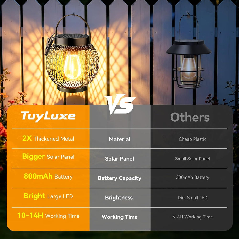 Solar Lanterns Outdoor Waterproof, Metal Hanging Solar Lights, 4 Pack