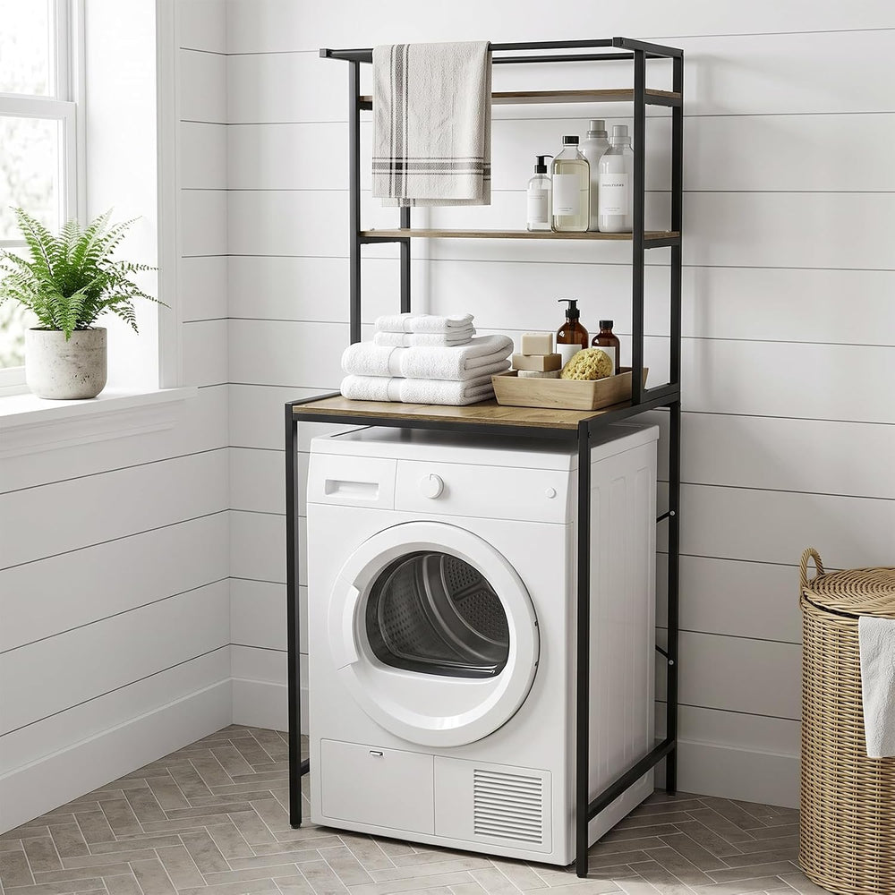 Over Washer Shelve, 3 Tier Laundry Room Storage Organizer Standing Shelf Meta...