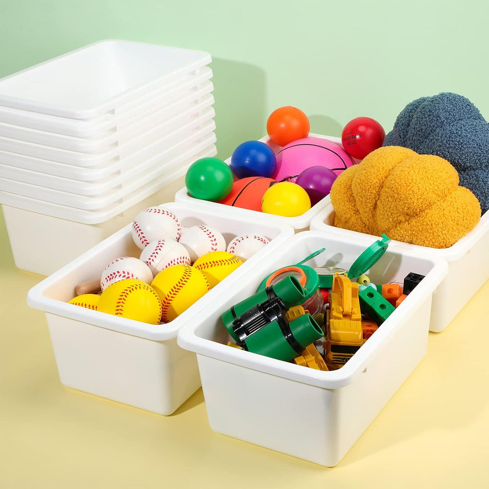 Outus 24 Pack Book Bins Classroom Cubby Storage Bins Bulk, White