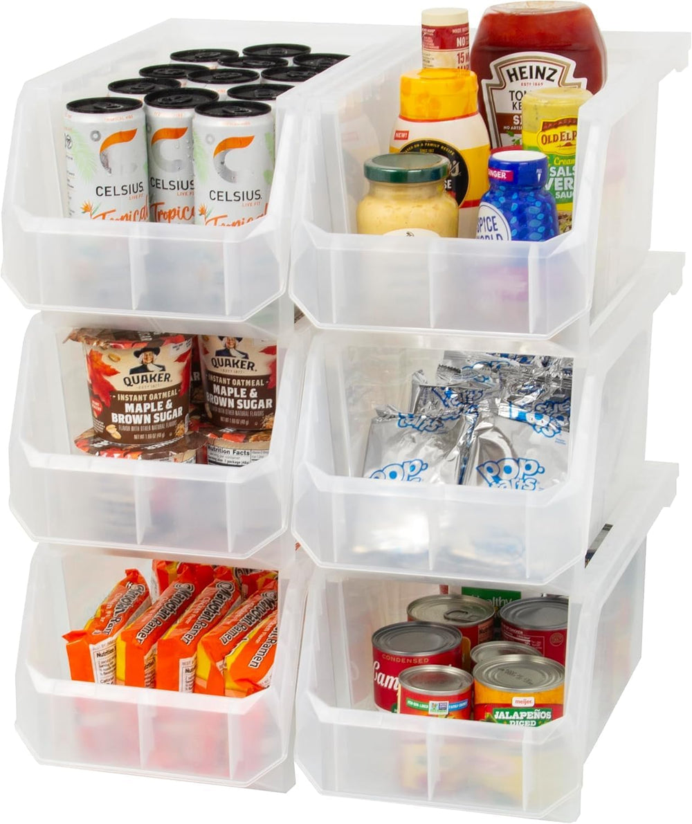 ReadySpace Large Stackable Plastic Storage Bins, 6-Pack, Clear