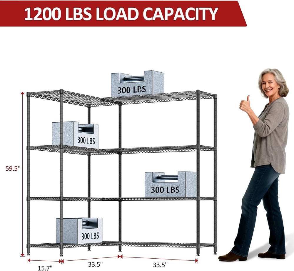 IZEUK Linked Storage Racks, DIY Adjustable Heavy Duty Metal Shelving Unit for...