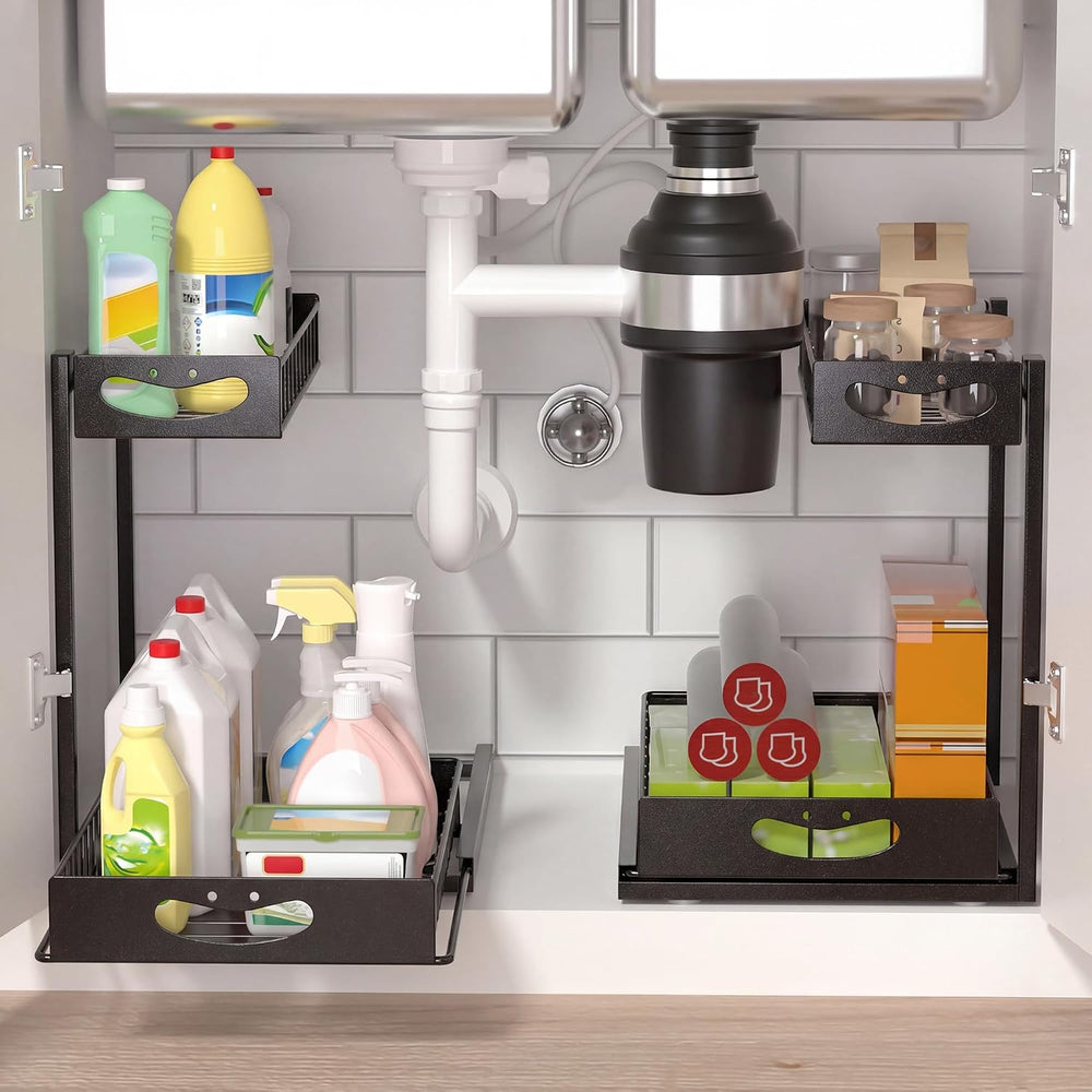 Under Sink Organizer with Pull-Out Drawers,Kitchen Sink Organizer,2 Tier Bath...