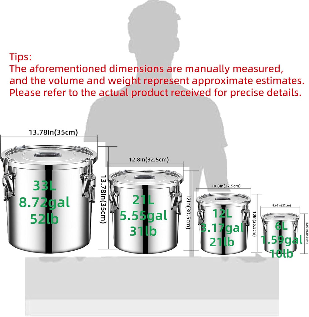 304 stainless steel food storage containers with lids lock clips airtight con...