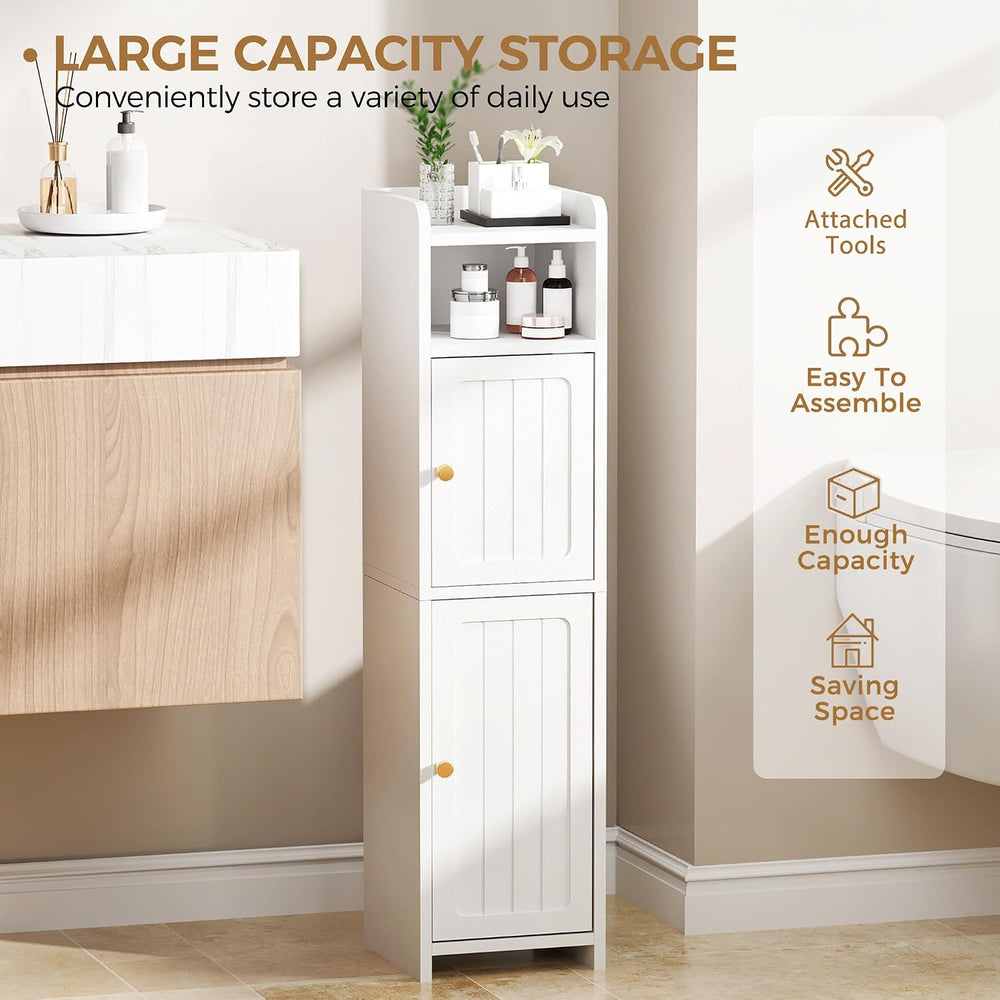 BEWISHOME Small Bathroom Storage Cabinet, 2 Doors Narrow Bathroom Cabinet