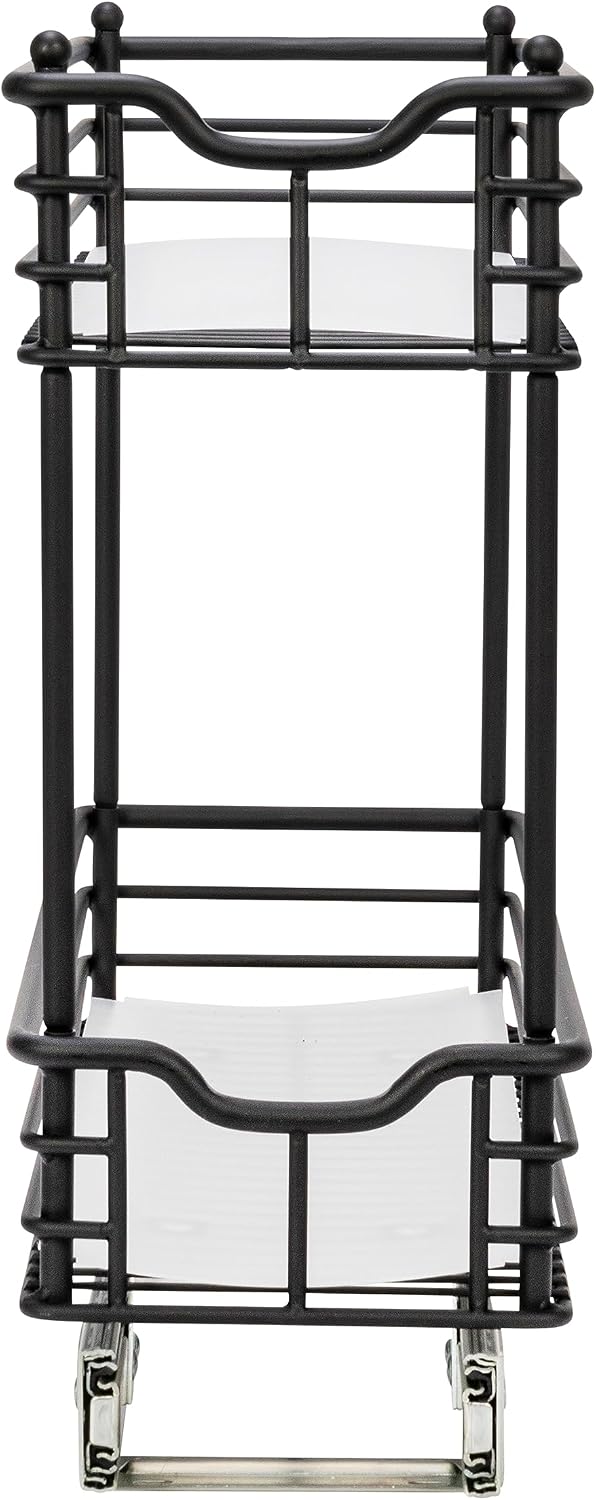 Household Essentials Matte Black Steel Two-Tier Pull-Out Organizer