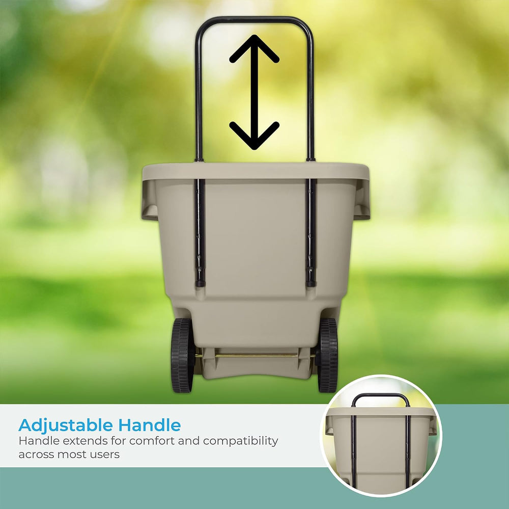 Suncast Garden Cart on Wheels, Taupe 15.5-Gallon Resin Outdoor Utility Yard C...