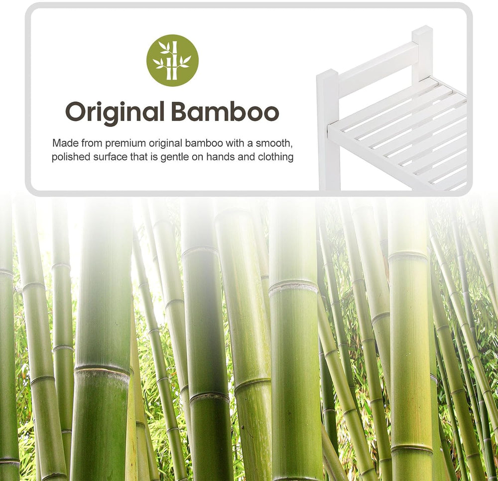 Homde Bathroom Over Toilet Storage Rack: Adjustable 4-Tier Bamboo (White)