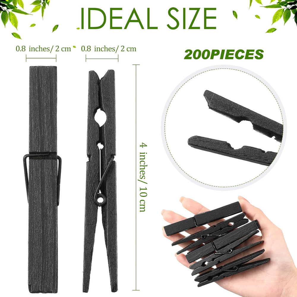 Marsui 200 Pcs Clothes Pins Wooden Clothespins Heavy Duty Wood Pins for Outdo...