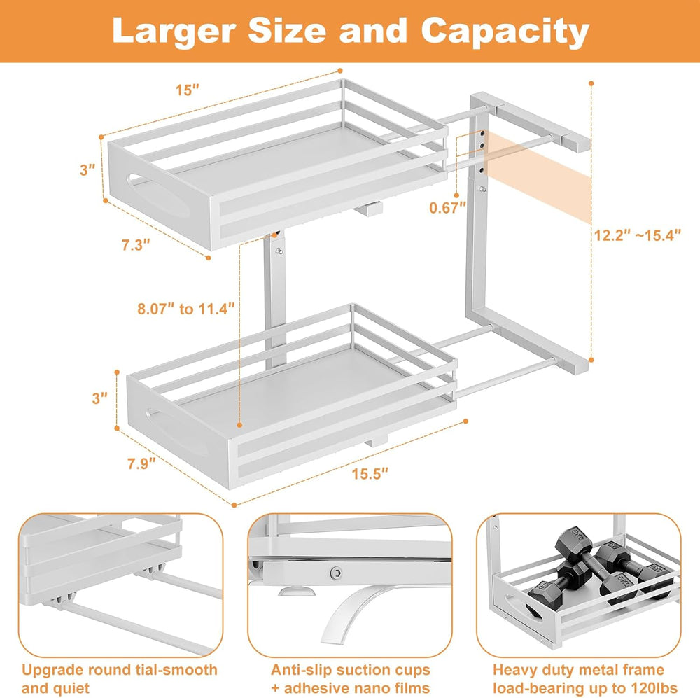 Under Sink Organizer, 2 Tier Under Sink Organizers and Storage, Adjustable He...