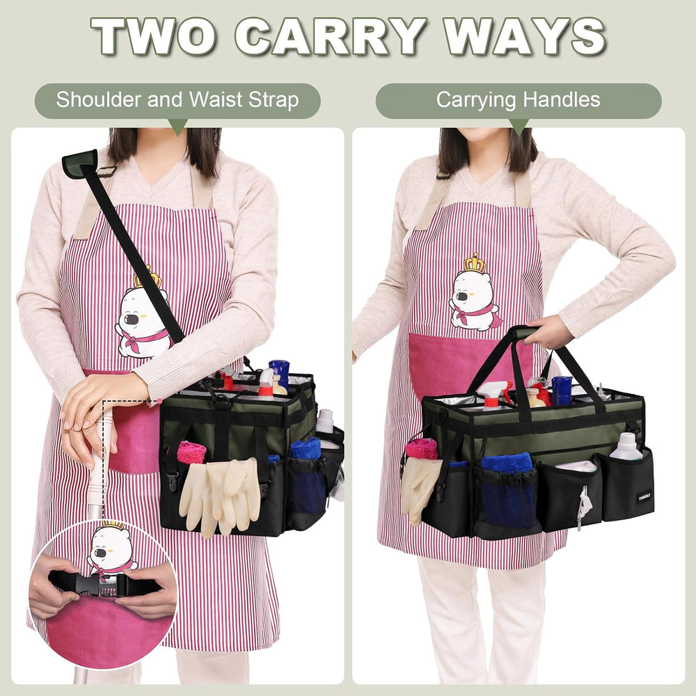 Extra Large Cleaning Caddy Bag with Built-In Support Board, Cleaning Tote Org...
