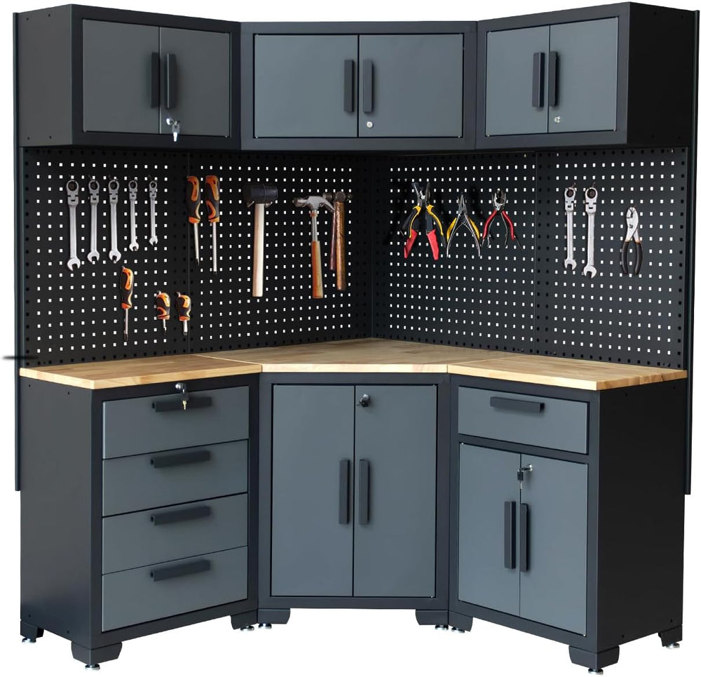 Corner Workshop Set - Garage Cabinets and Storage System