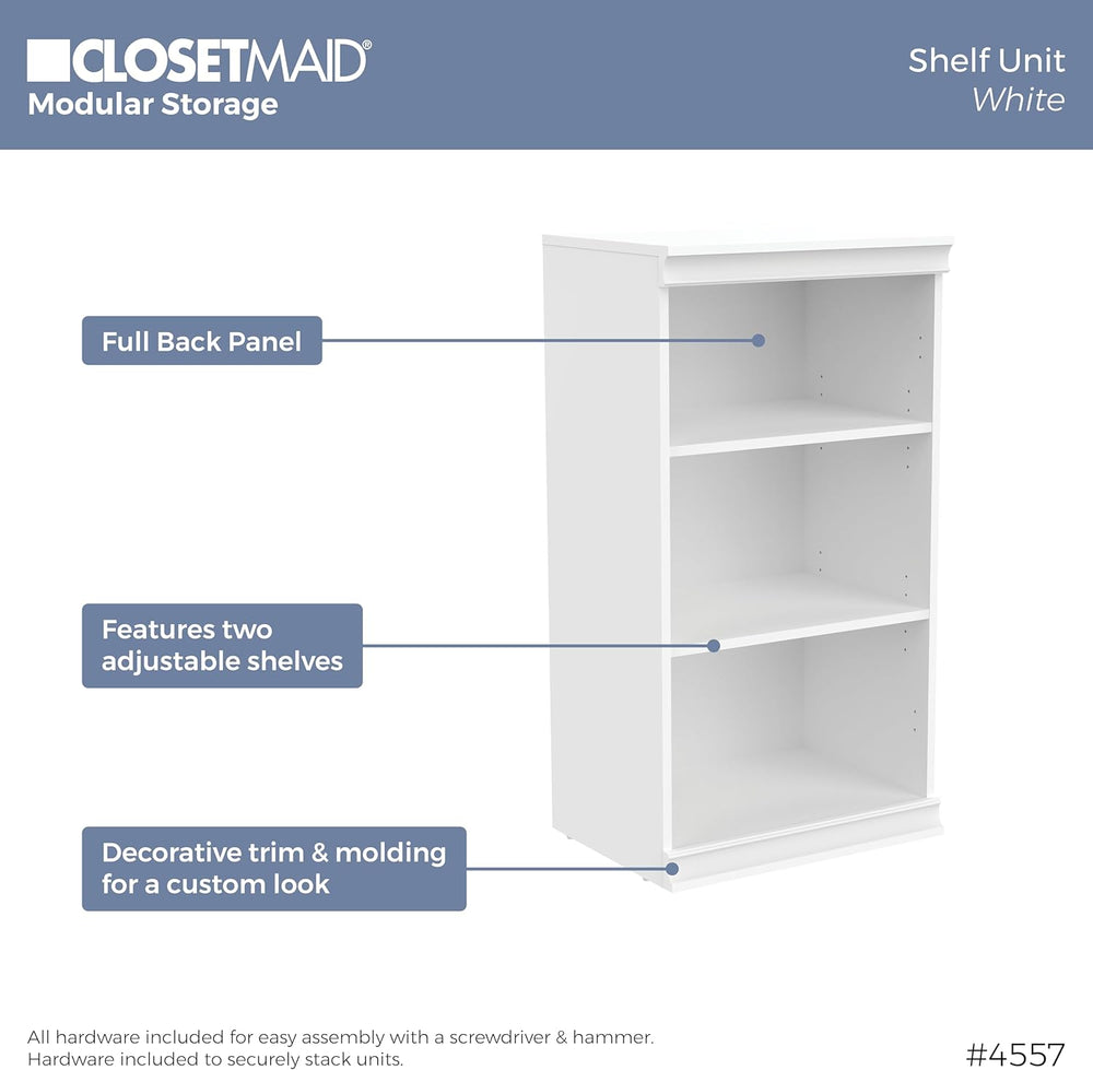 ClosetMaid Modular Storage 21.38-inch W 3-Shelf 4-Drawer Tower Wood Closet Sy...