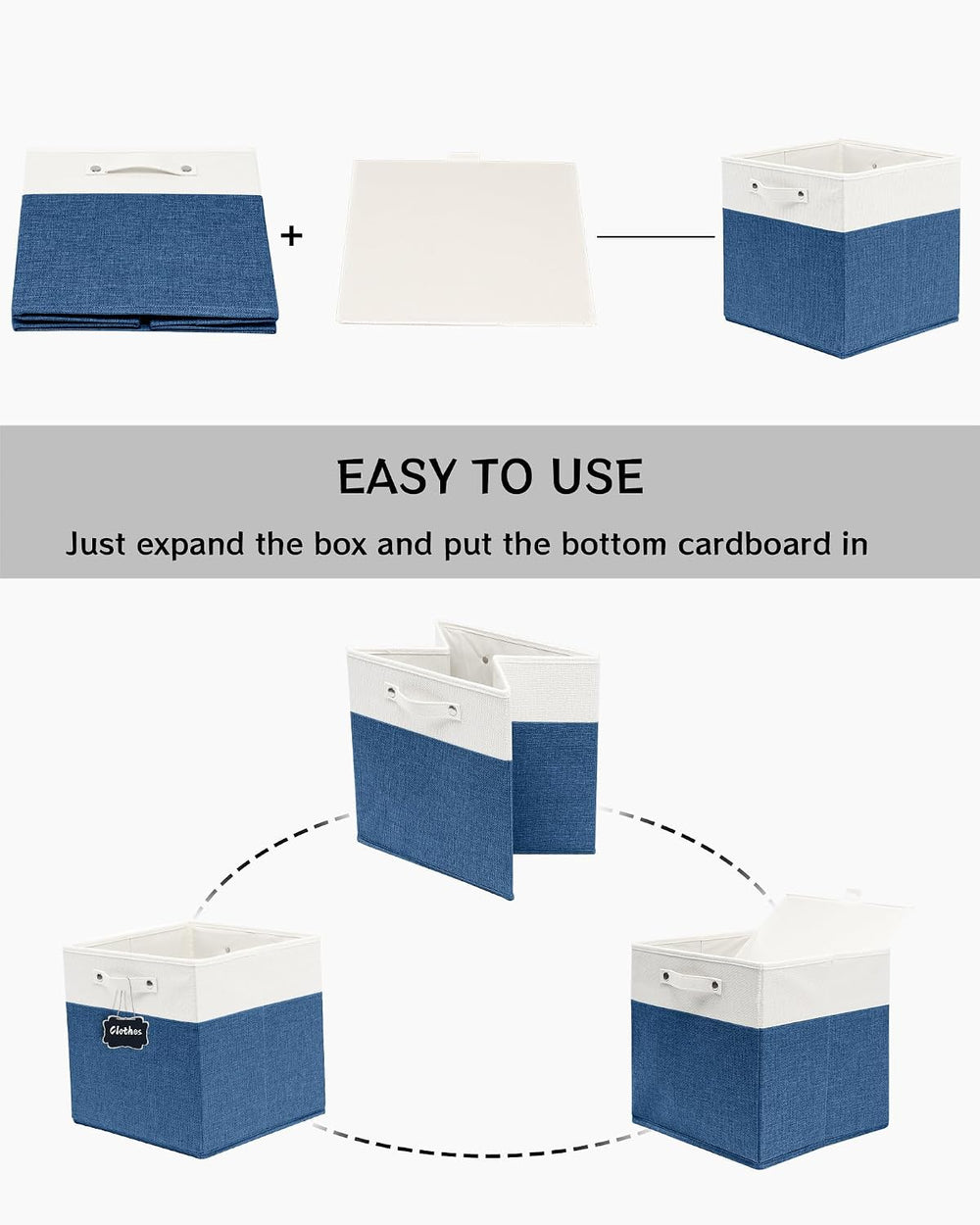 FinishingBo 13 inch Cube Storage Bins with Handles 4 Pack