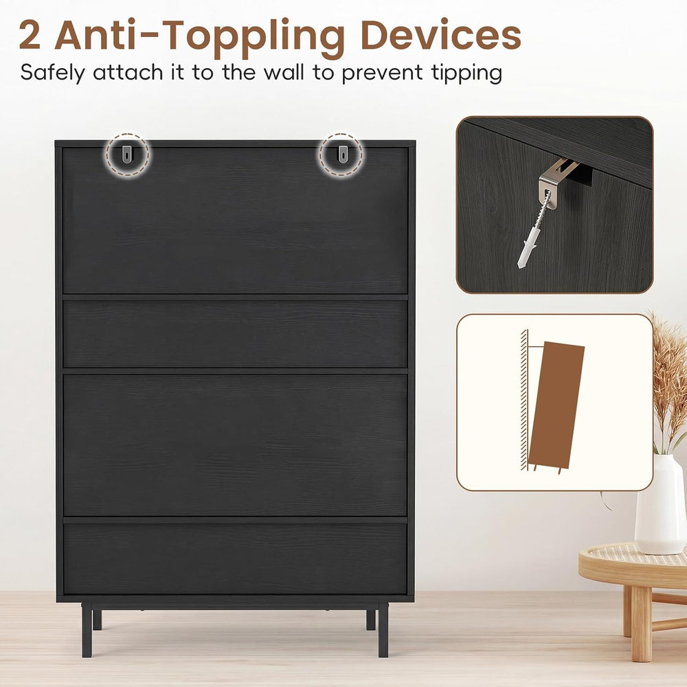 LOKO Shoe Storage Cabinet, Freestanding Hidden Shoe Cabinet (Black)