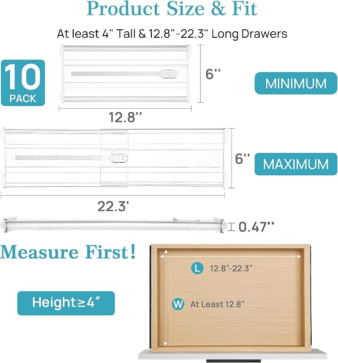 Vtopmart 10 Pack 6" Tall Upgrade Drawer Dividers
