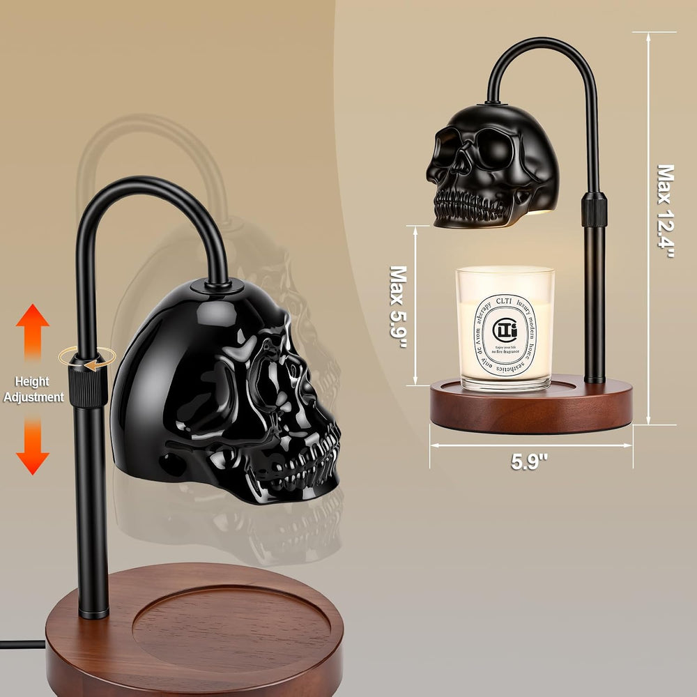 Skull Candle Warmer Lamp with Timer & Dimmer Black Spooky Halloween Decor