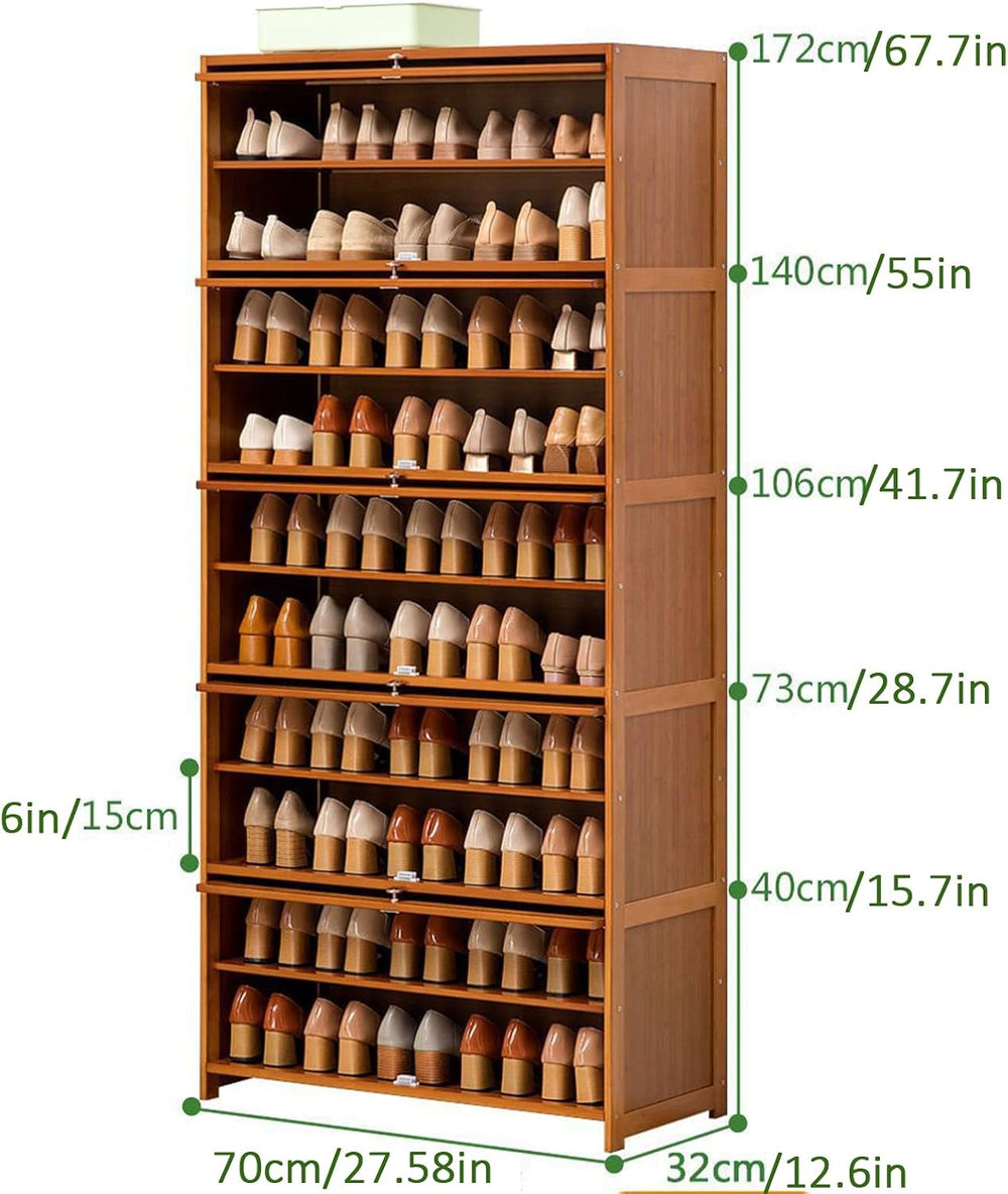 LOYALHEARTDY 10 Tier Tall Shoe Cabinet w/Flip Door, 27.5'' L, for 30 ...
