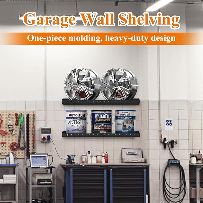 PEKGRIL 2 Pack Garage Wall Shelf, 1X2 Ft Heavy Duty Garage Shelving, Wall