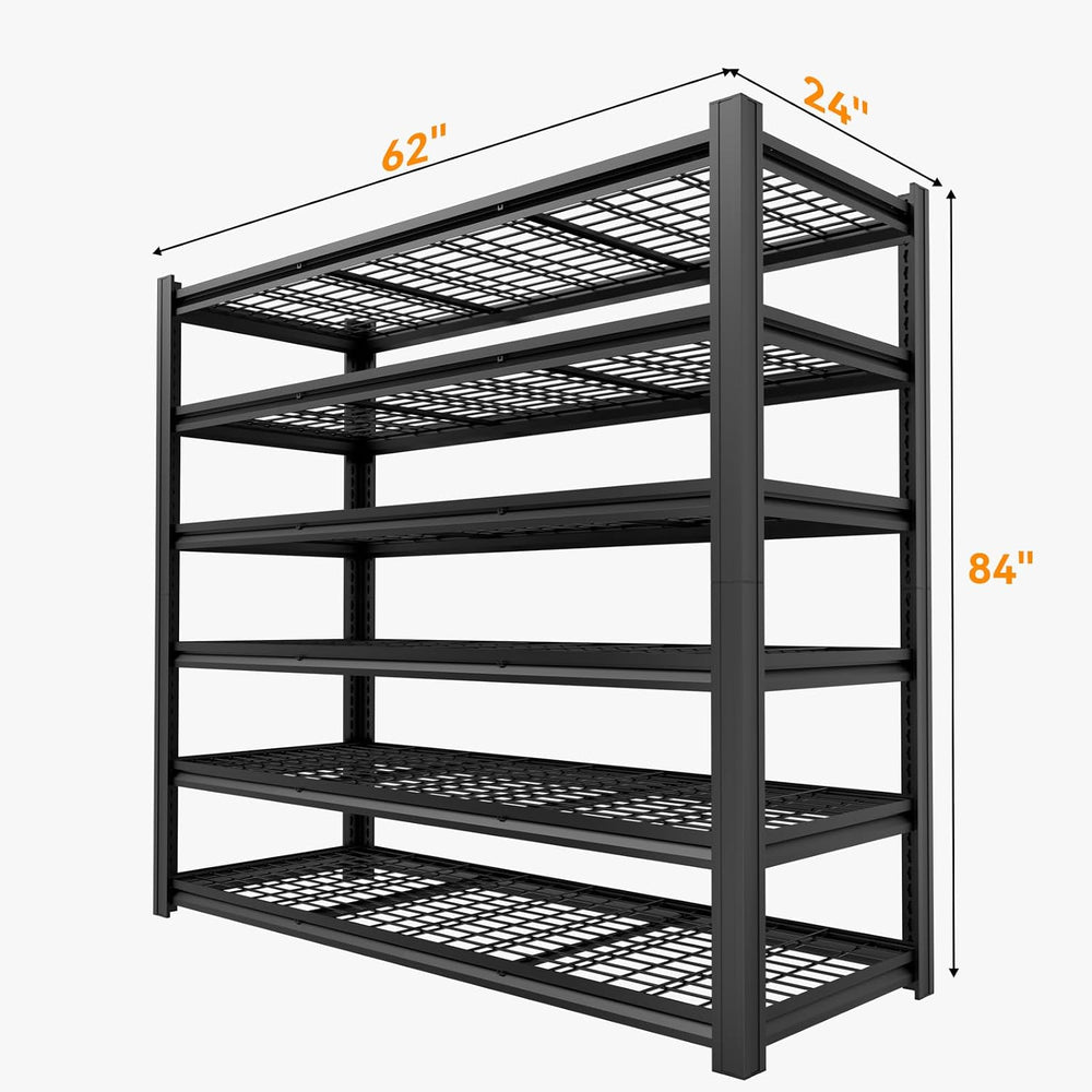 Metal Storage Shelving Unit, 6-Tier Adjustable Heavy Duty Garage Shelves