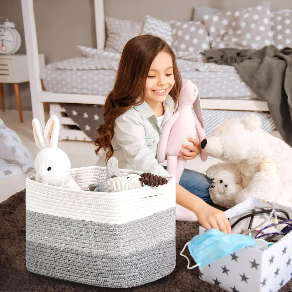 Storage Baskets for Organizing Shelves 15x11x9.5 Gradient Grey