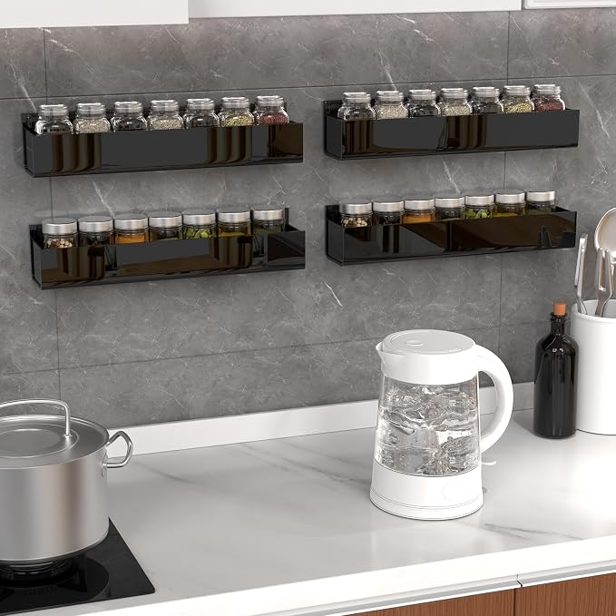 PMMASTO Adhesive Acrylic Spice Rack Organizer (4-Pack)